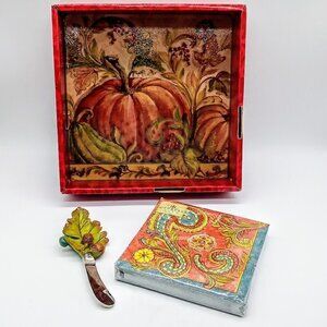 Kate McRostie Square Trivet Napkins & Knife Spreader NIB